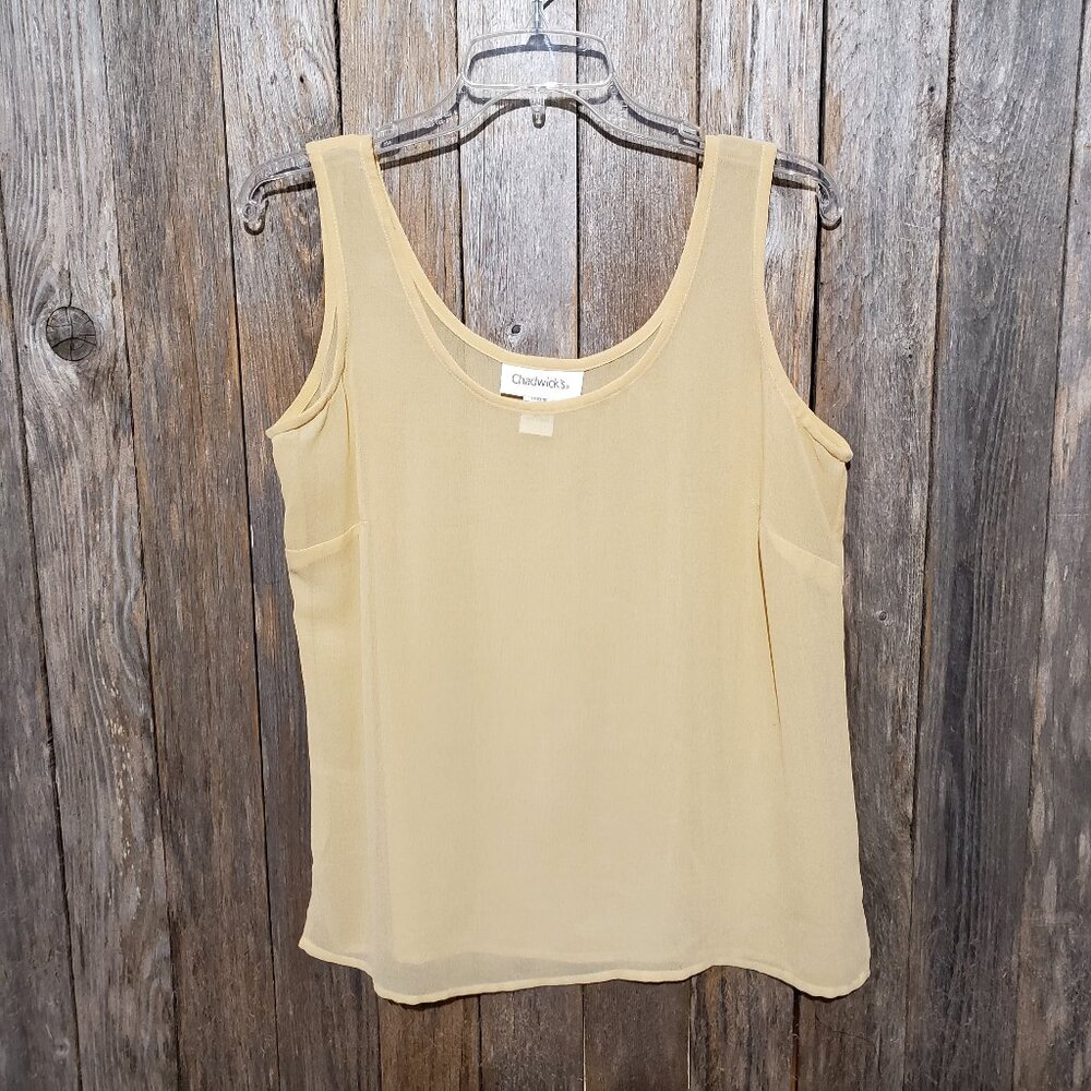 Chadwick's‎ Size 14 L Yellow  Chiffon Sleeveless Tank Top Blouse Women's